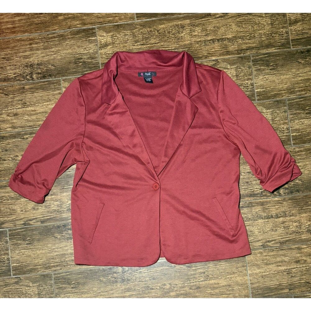 Myth Burgundy One-Button Blazer - 2X
